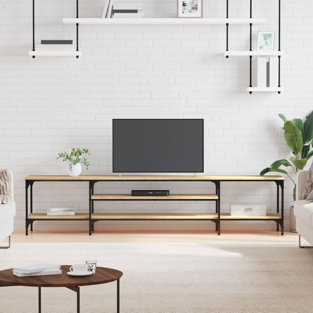 vidaXL Tv-meubel 100x33x45 cm bewerkt hout en ijzer sonoma eikenkleur