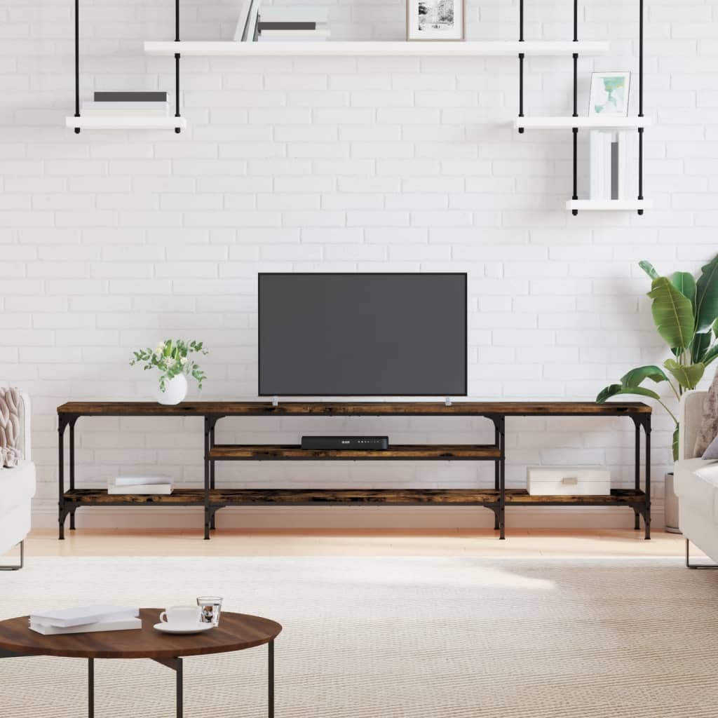 vidaXL Tv-meubel 100x33x45 cm bewerkt hout en ijzer sonoma eikenkleur