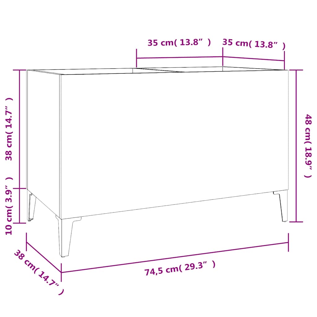vidaXL Platenkast 74,5x38x48 cm bewerkt hout wit