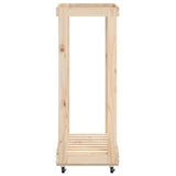vidaXL Houtblokhouder met wielen 76,5x40x108 cm massief grenenhout