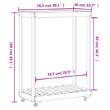 vidaXL Houtblokhouder met wielen 76,5x40x108 cm massief grenenhout