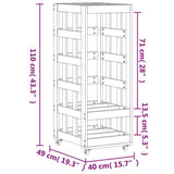 vidaXL Houtblokhouder met wielen 40x49x110 cm massief grenenhout
