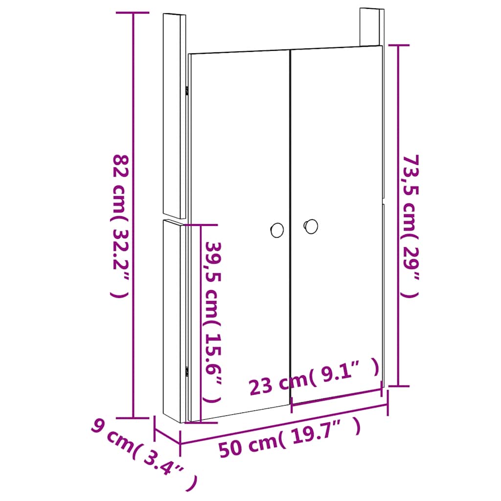 vidaXL Kastdeurtjes voor buitenkeuken MEPPEL  2 st 50x9x82 cm grenenhout