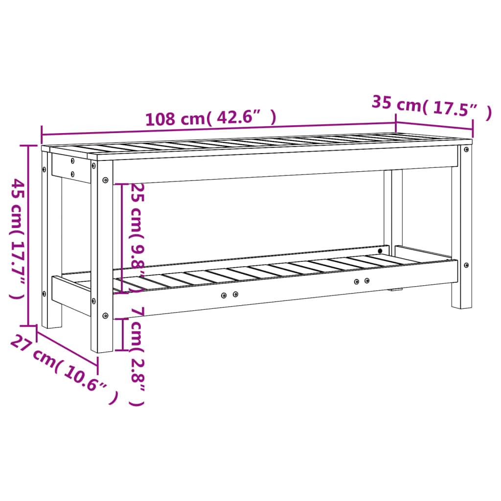 vidaXL Tuinbank 82,5x35x45 cm massief grenenhout wit