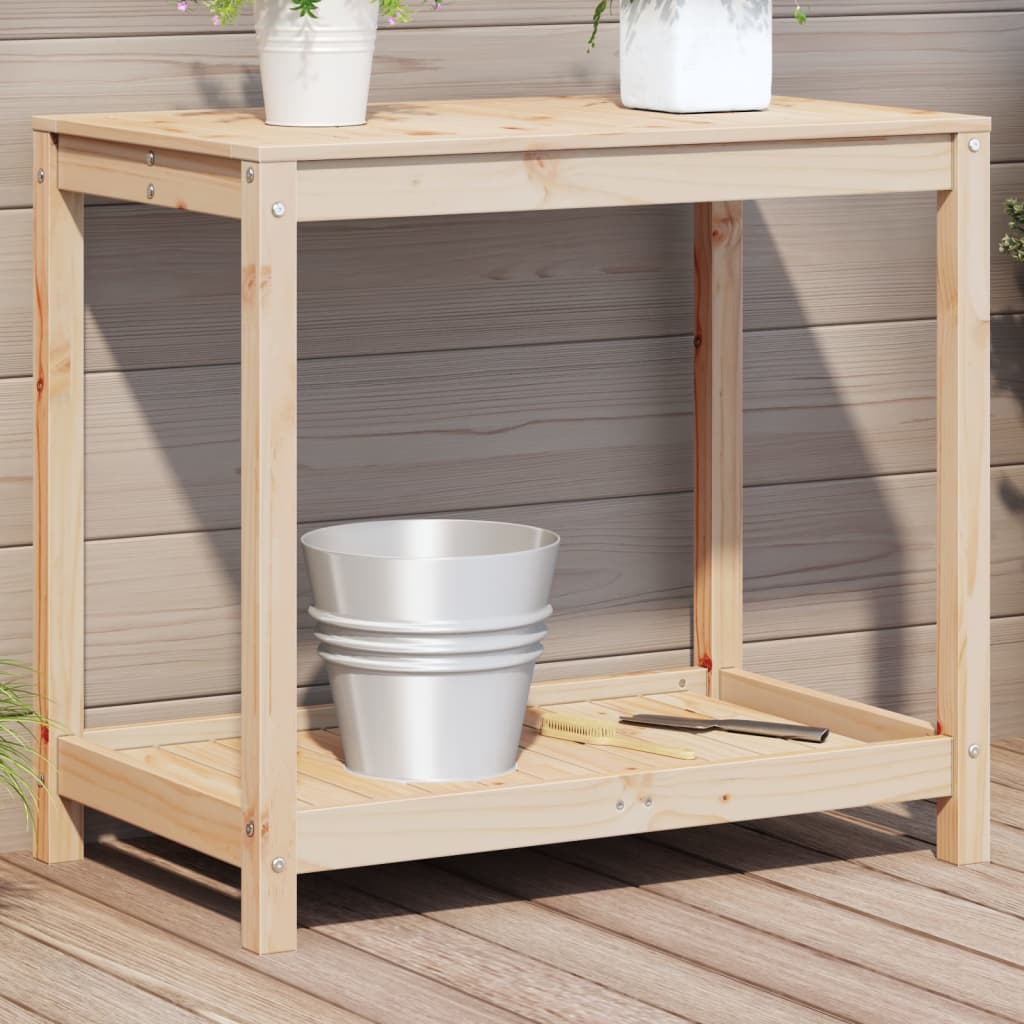 vidaXL Potting Table with Shelf 82.5x35x75 cm Solid Pine Wood
