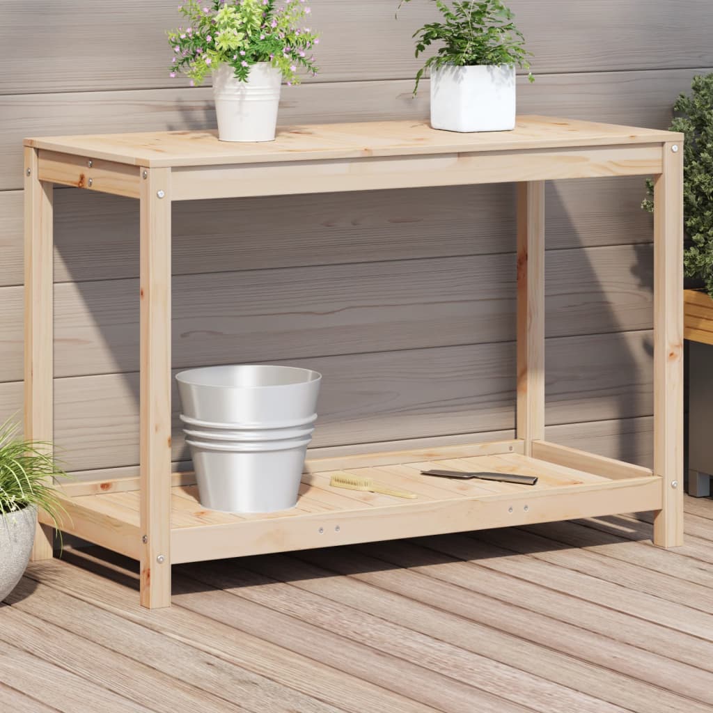 vidaXL Potting Table with Shelf 82.5x35x75 cm Solid Pine Wood
