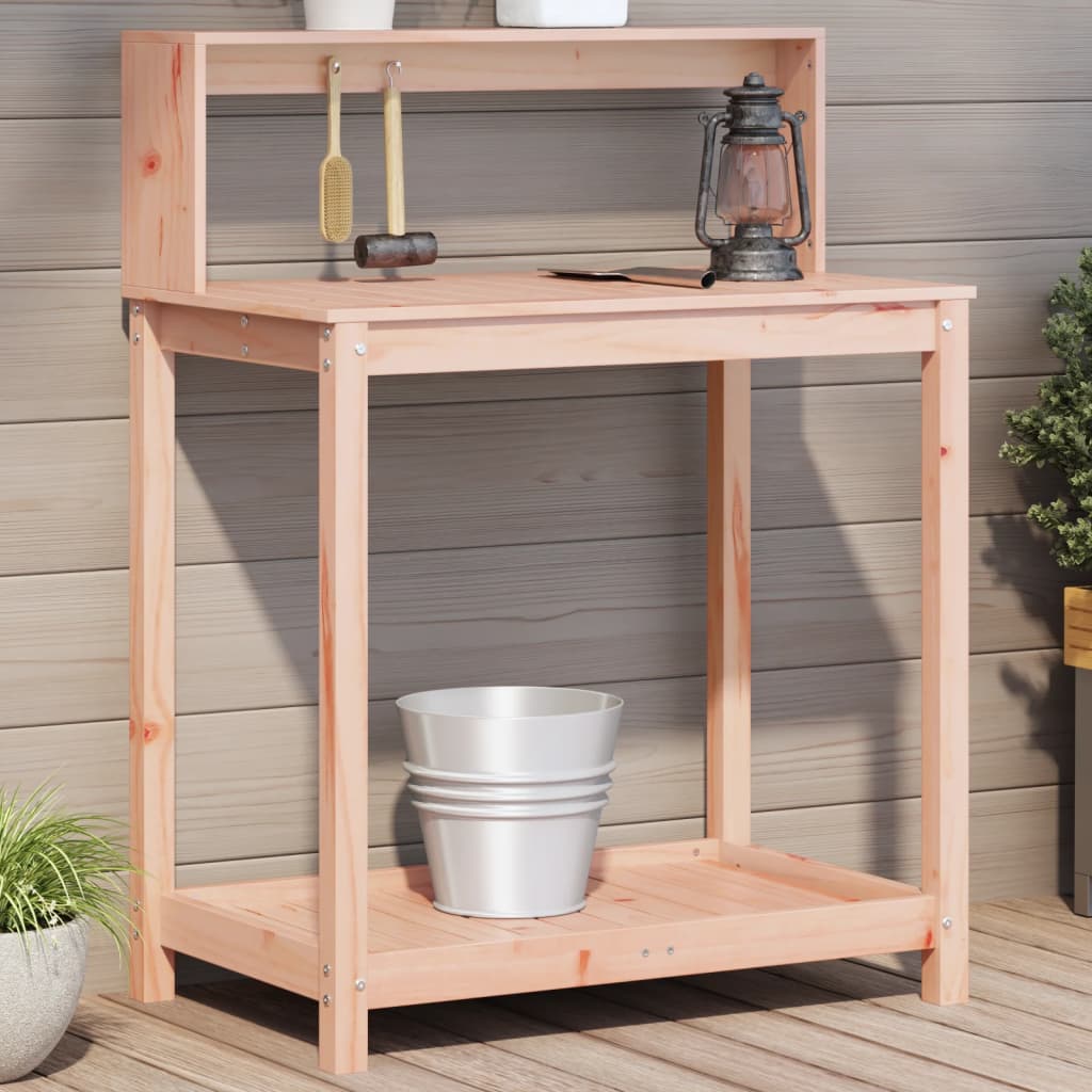vidaXL Oppottafel met schappen 82,5x50x109,5 cm massief grenenhout