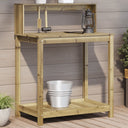 vidaXL Oppottafel met schappen 82,5x50x109,5 cm massief grenenhout