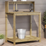 vidaXL Oppottafel met schappen 82,5x50x109,5 cm massief grenenhout