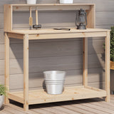vidaXL Oppottafel met schappen 82,5x50x109,5 cm massief grenenhout