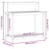 vidaXL Oppottafel met schappen 82,5x50x109,5 cm massief grenenhout
