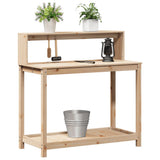 vidaXL Oppottafel met schappen 82,5x50x109,5 cm massief grenenhout