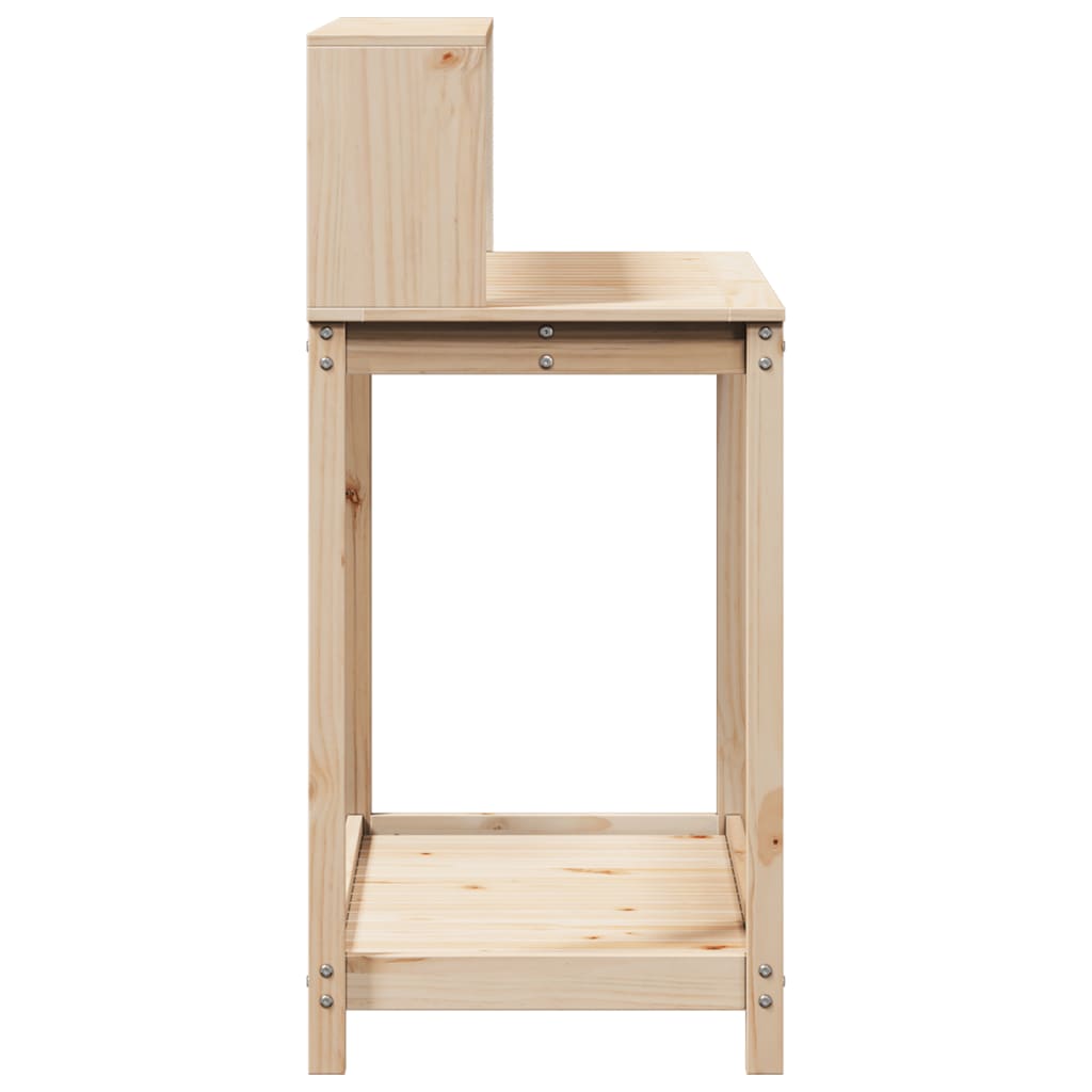 vidaXL Oppottafel met schappen 82,5x50x109,5 cm massief grenenhout