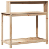 vidaXL Oppottafel met schappen 82,5x50x109,5 cm massief grenenhout