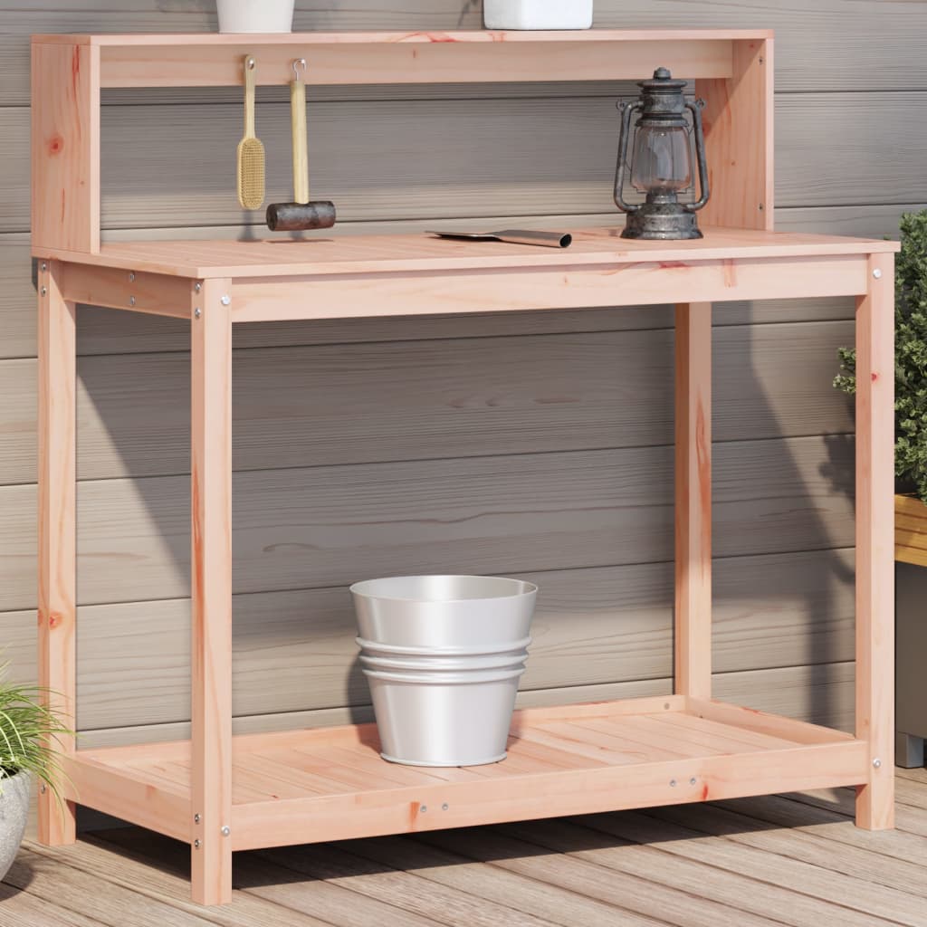 vidaXL Oppottafel met schappen 82,5x50x109,5 cm massief grenenhout