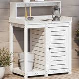 vidaXL Oppottafel met schappen 82,5x50x109,5 cm massief grenenhout