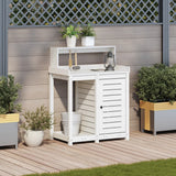vidaXL Oppottafel met schappen 82,5x50x109,5 cm massief grenenhout