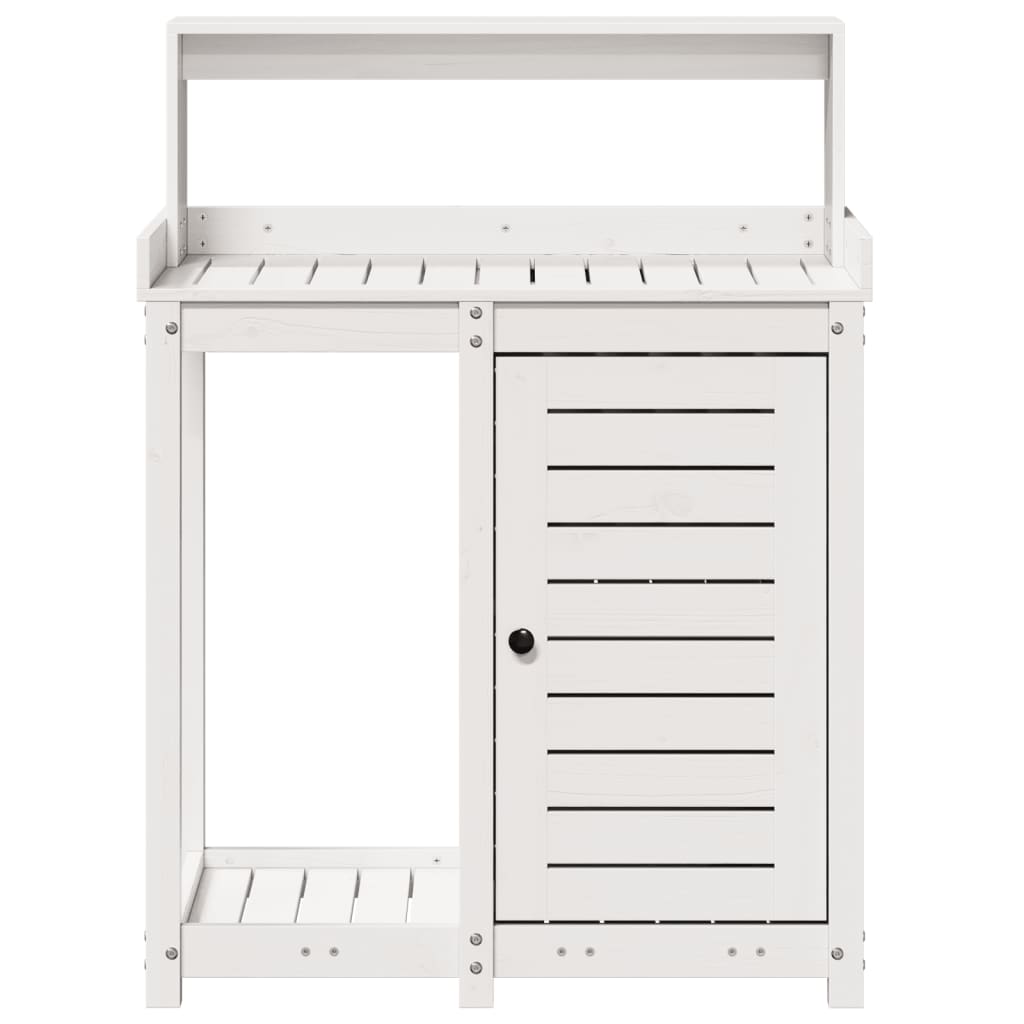 vidaXL Oppottafel met schappen 82,5x50x109,5 cm massief grenenhout