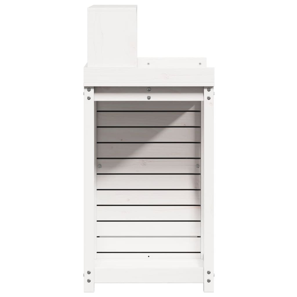 vidaXL Oppottafel met schappen 82,5x50x109,5 cm massief grenenhout