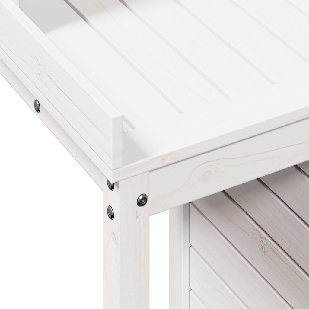 vidaXL Oppottafel met schappen 82,5x50x109,5 cm massief grenenhout