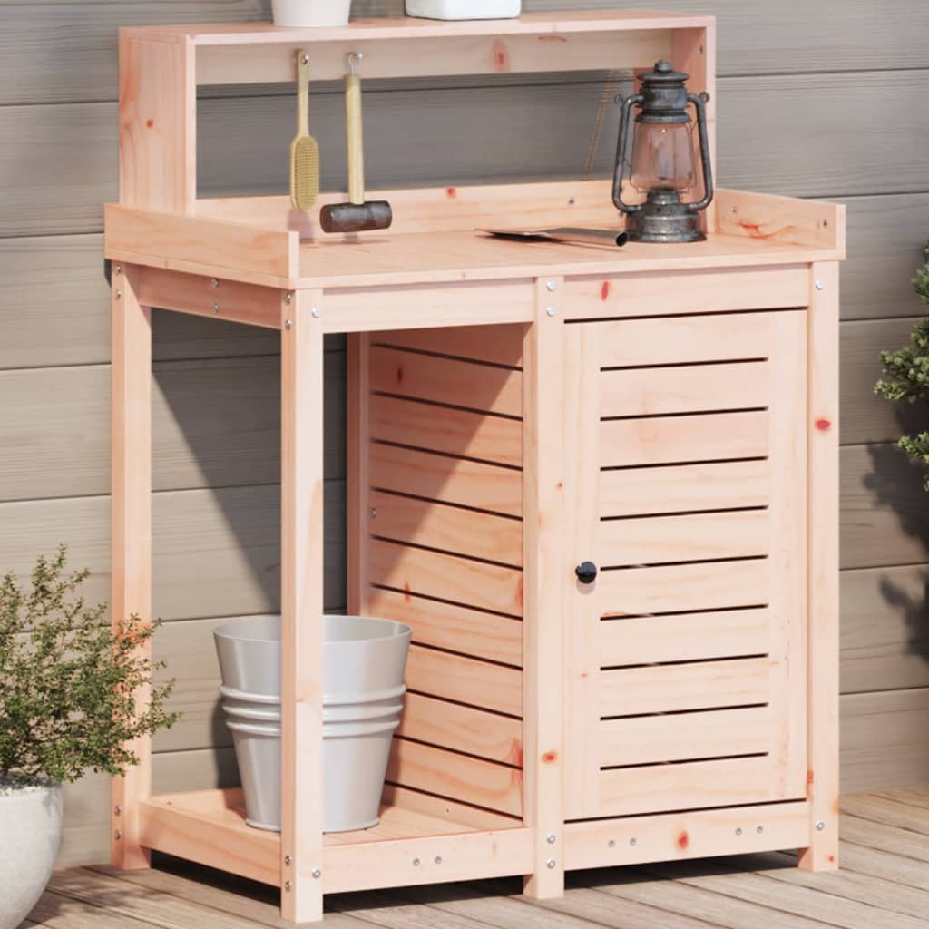 vidaXL Oppottafel met schappen 82,5x50x109,5 cm massief grenenhout