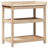 vidaXL Oppottafel met schappen 82,5x45x86,5 cm massief grenenhout