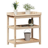 vidaXL Oppottafel met schappen 82,5x45x86,5 cm massief grenenhout
