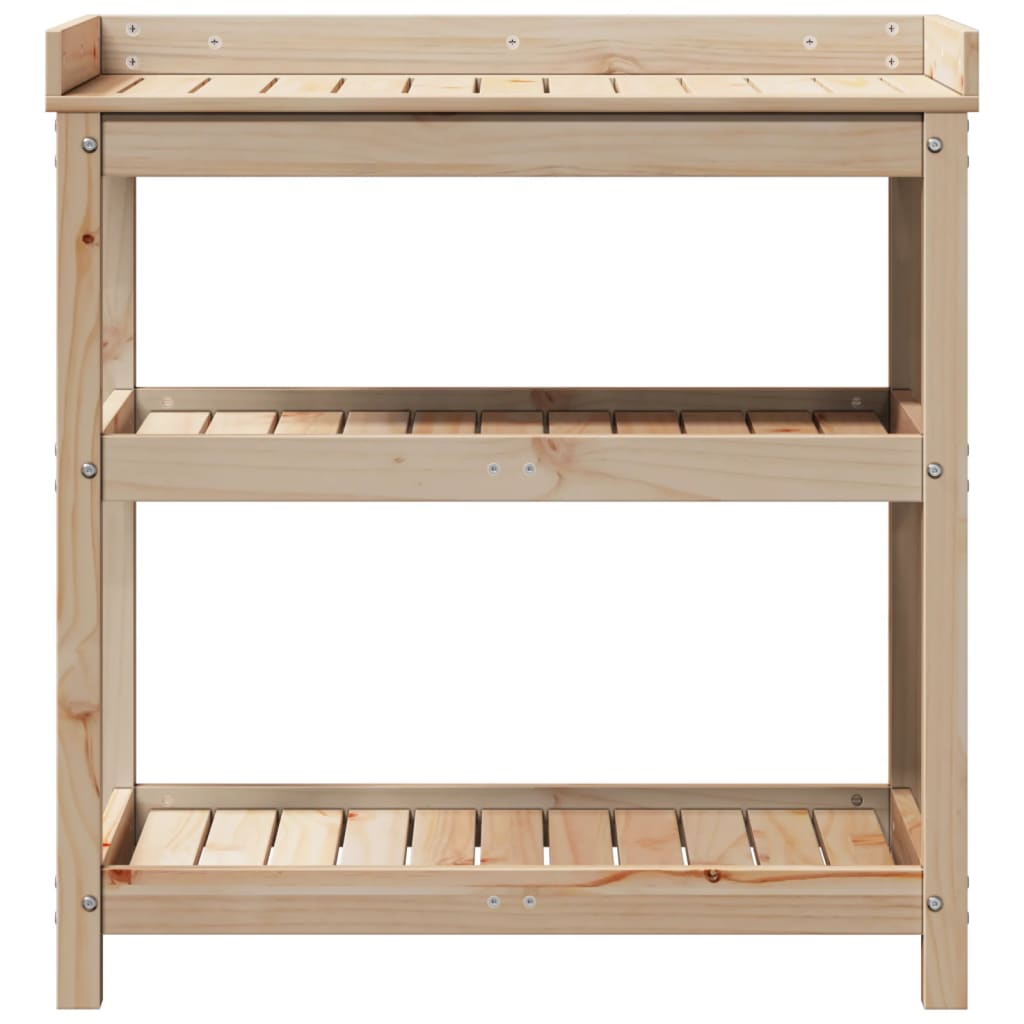 vidaXL Oppottafel met schappen 82,5x45x86,5 cm massief grenenhout