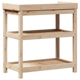 vidaXL Oppottafel met schappen 82,5x45x86,5 cm massief grenenhout