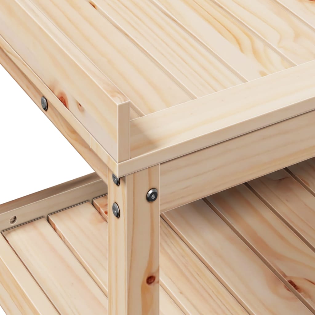 vidaXL Oppottafel met schappen 82,5x45x86,5 cm massief grenenhout