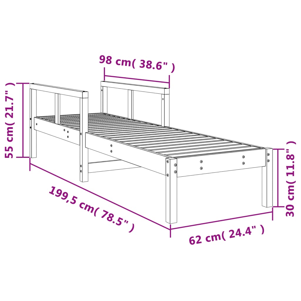 vidaXL Sun Lounger 199.5x62x55 cm Solid Pinewood
