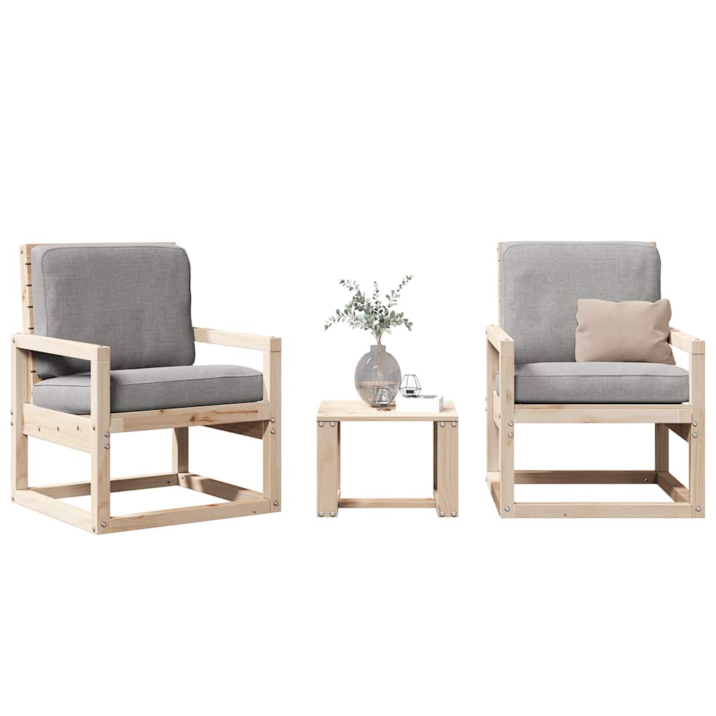 vidaXL 3-delige Loungeset massief grenenhout
