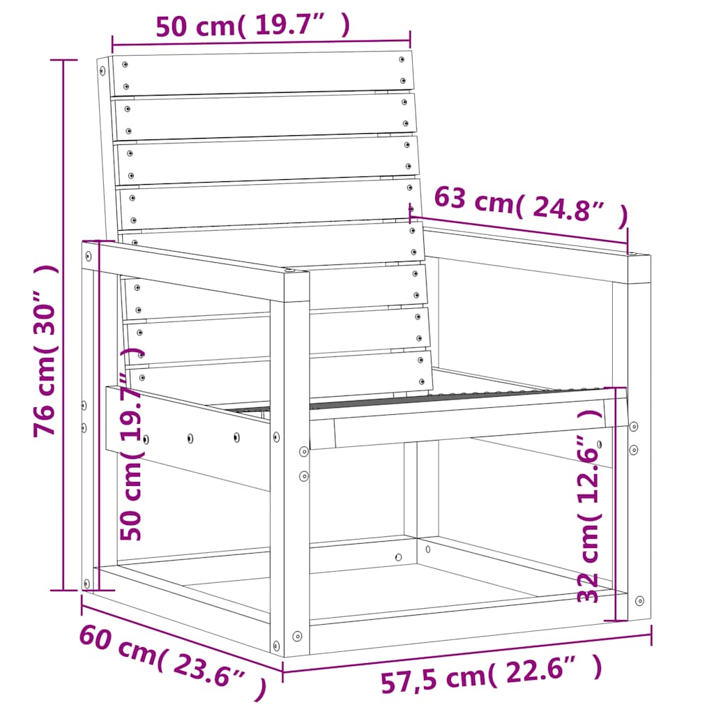 vidaXL 3-delige Loungeset massief grenenhout
