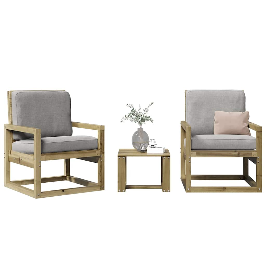 vidaXL 3-delige Loungeset massief grenenhout