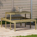 vidaXL Picknicktafel 110x134x75 cm massief grenenhout