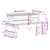 vidaXL Children's Picnic Table 88x97x52 cm Solid Pine Wood