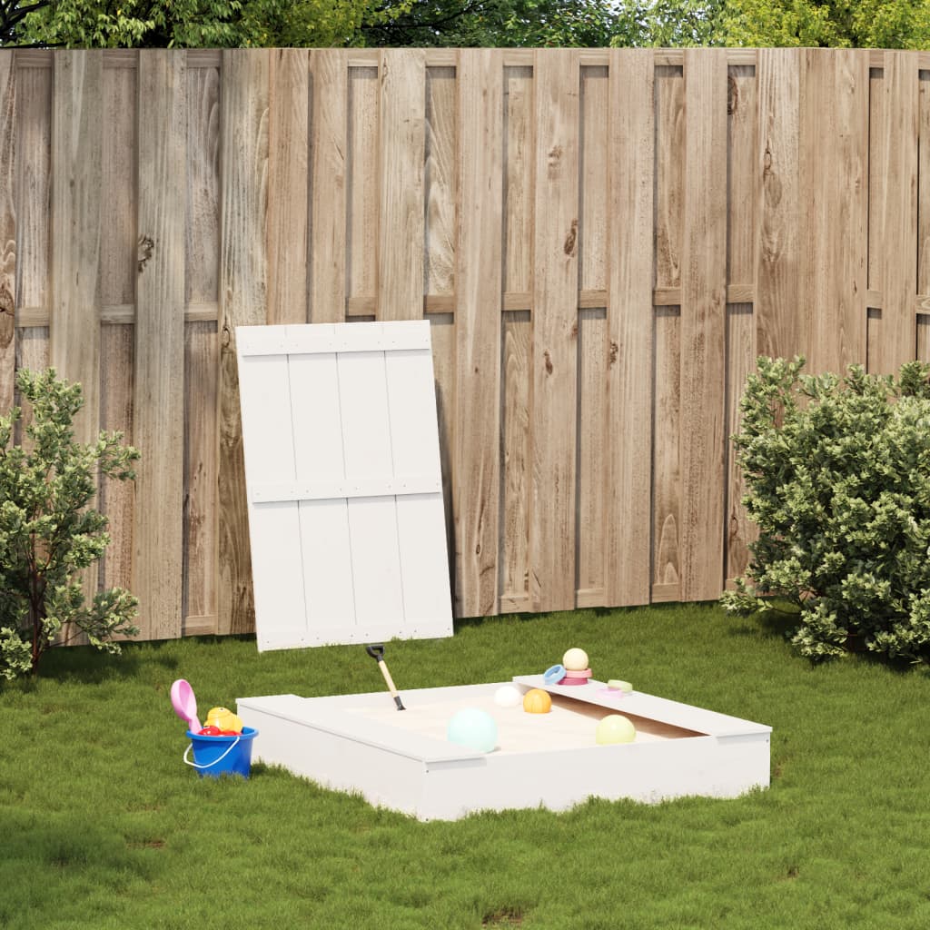 vidaXL Zandbak met deksel 111x111x19,5 cm massief grenenhout