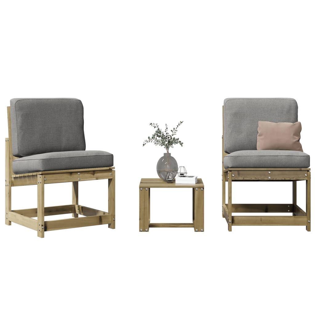 vidaXL 3-delige Loungeset massief grenenhout