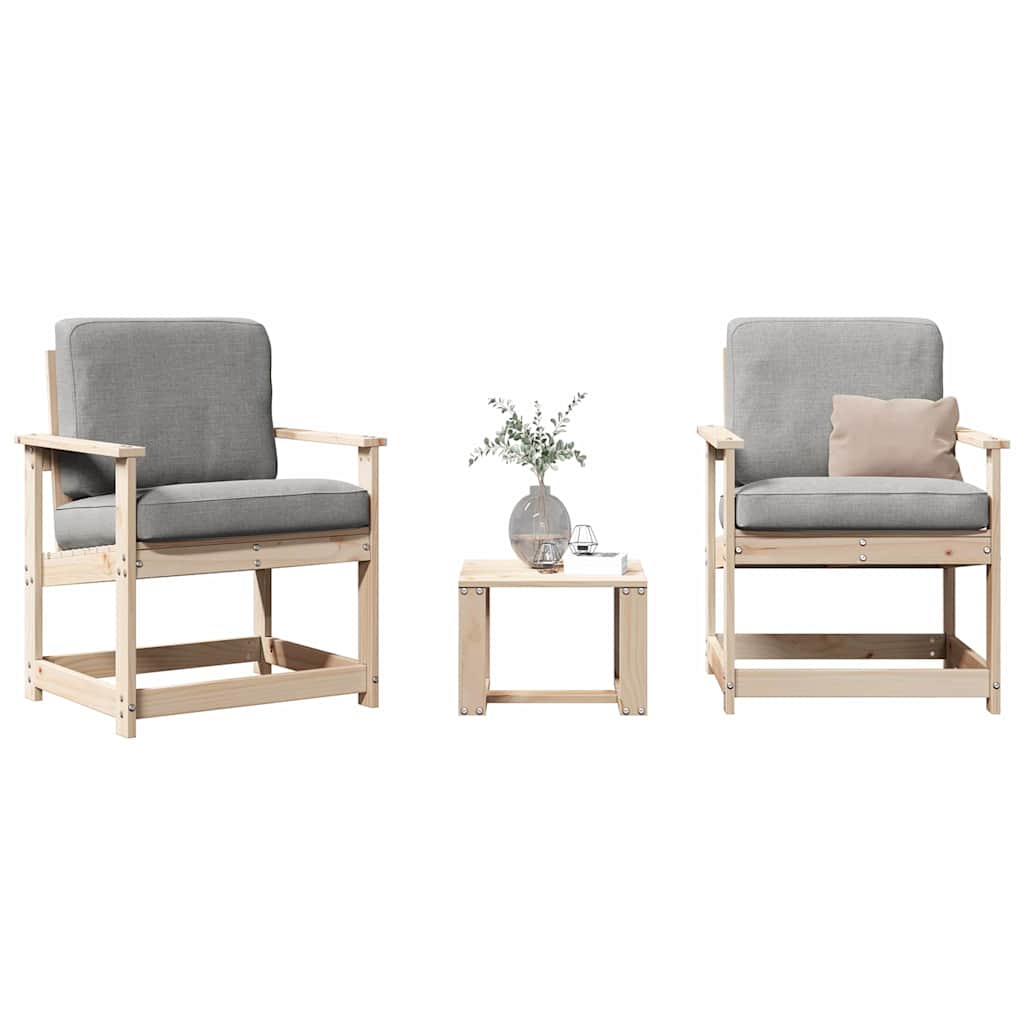 vidaXL 3-Piece Lounge Set Solid Pine Wood