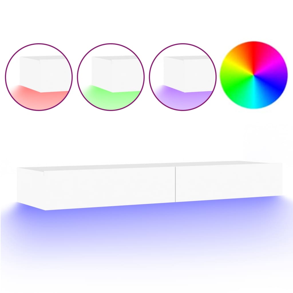 vidaXL TV Cabinet with LED Lights 120x35x15.5 cm White