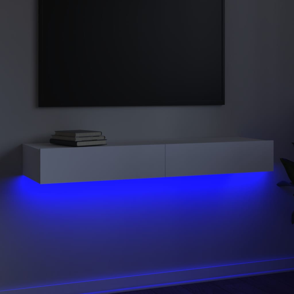 vidaXL TV Cabinet with LED Lights 120x35x15.5 cm White