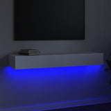 vidaXL TV Cabinet with LED Lights 120x35x15.5 cm White