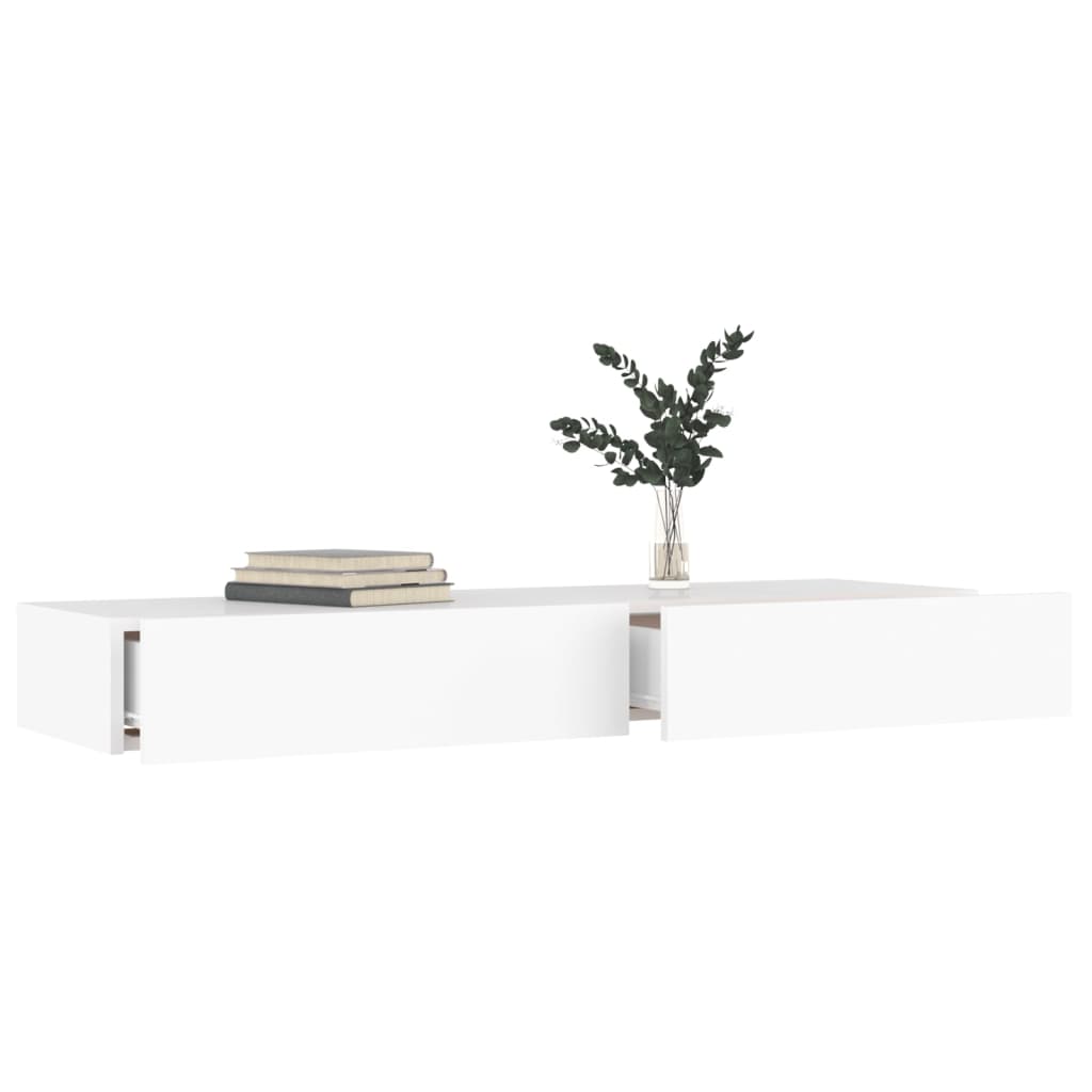 vidaXL TV Cabinet with LED Lights 120x35x15.5 cm White