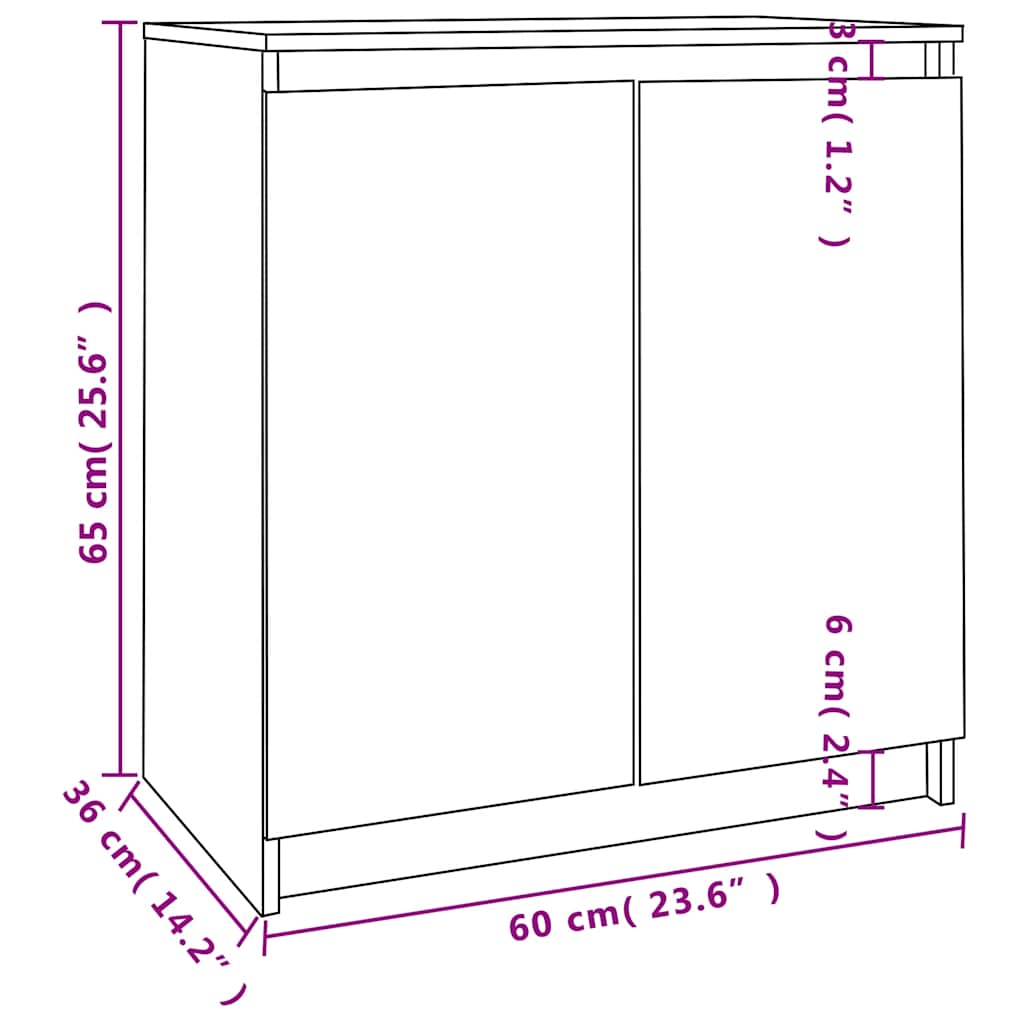 vidaXL Bijzetkast 60x36x65 cm massief grenenhout