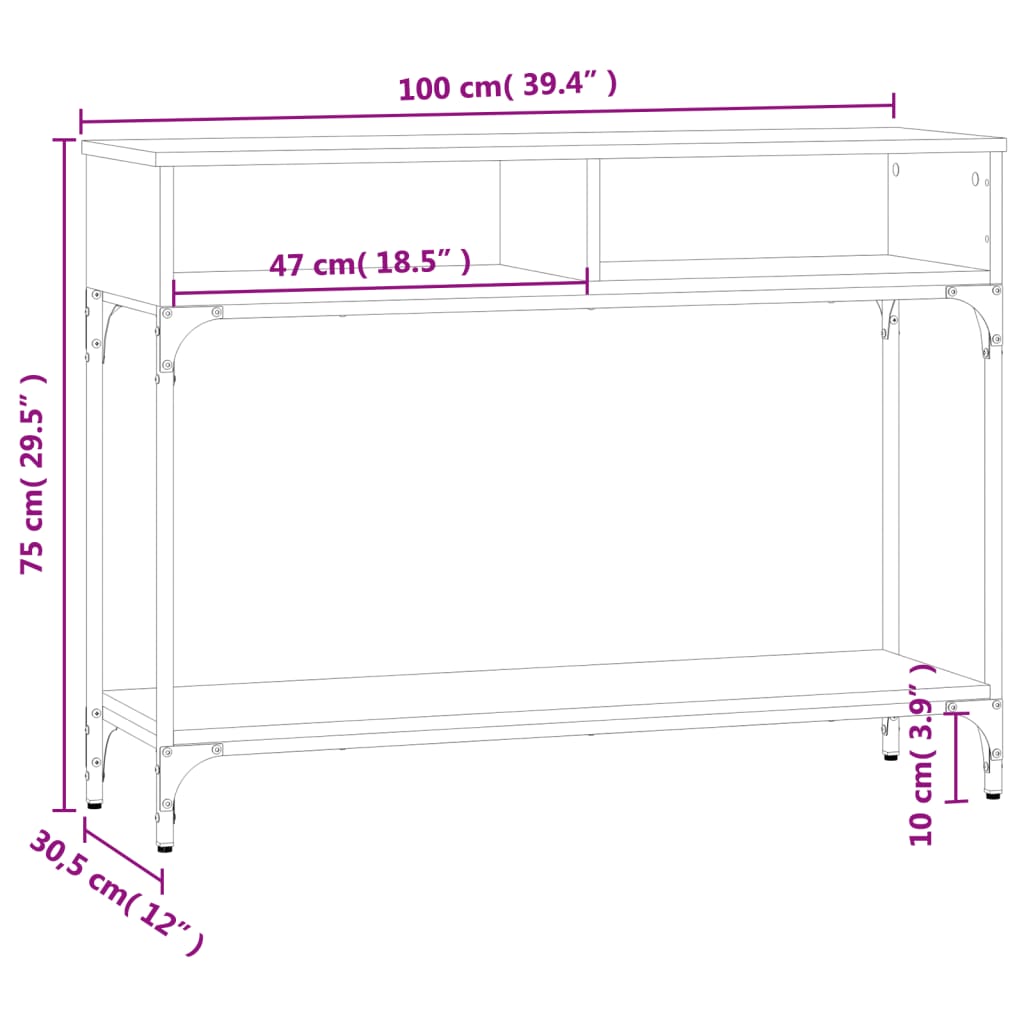 vidaXL Wandtafel 100x30,5x75 cm bewerkt hout zwart