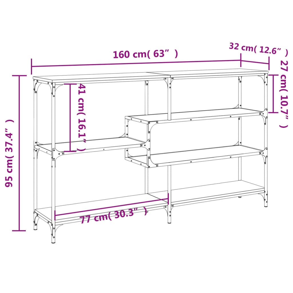 vidaXL Wandtafel 103x32x95 cm bewerkt hout zwart
