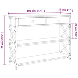 vidaXL Wandtafel 100x28x75 cm bewerkt hout zwart