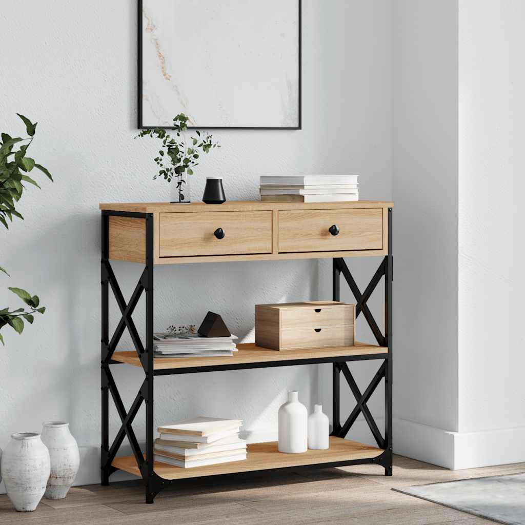 vidaXL Wandtafel 100x28x75 cm bewerkt hout zwart
