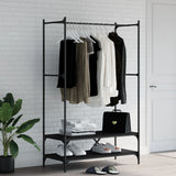 vidaXL Garment Rack with Shelves Engineered Wood Black