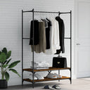 vidaXL Garment Rack with Shelves Engineered Wood Black